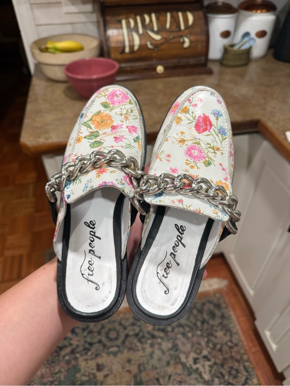 Free People Vida floral chain mules size 37